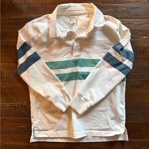 Crewcuts White Polo with Blue and Green Stripes Sz 6/7